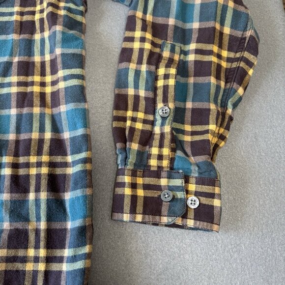 Columbia Lined Flannel Shirt Mens XL Blue Brown Plaid Long Sleeve Shacket Heavy - Picture 6 of 16